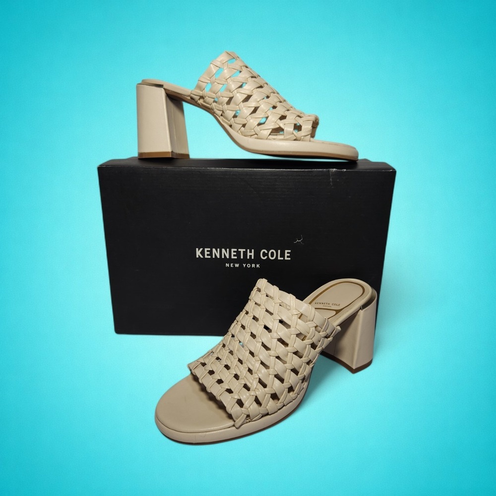 New Kenneth Cole Women's Solara Cream Leather Sandals, 9‎ M. Retails for $149.